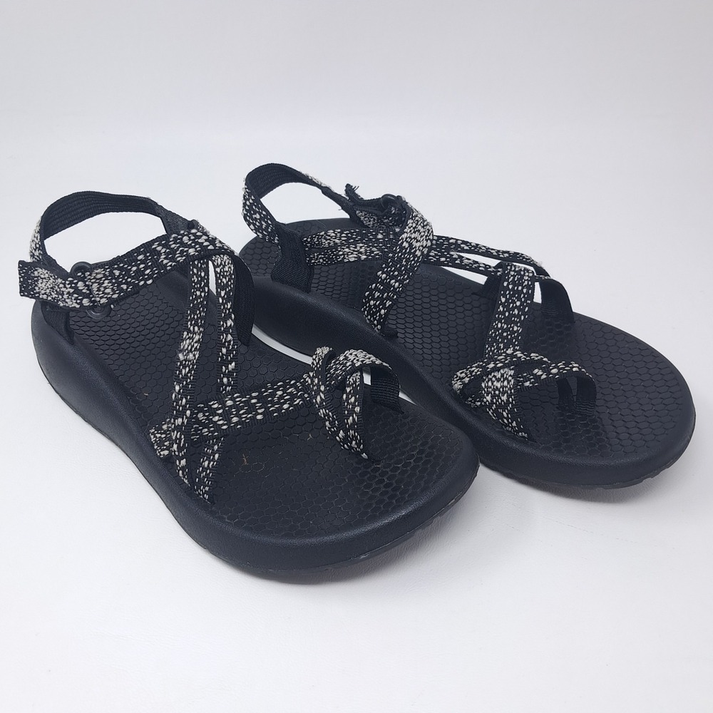 Athletic Works Women's Size 9 Strappy Hiking Sandals Black White Toe Loop